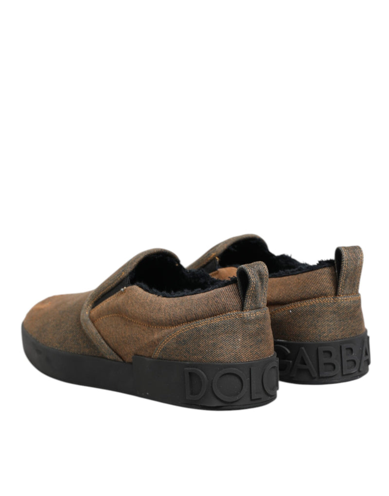 Baskets basses à enfiler Dolce & Gabbana marron en coton