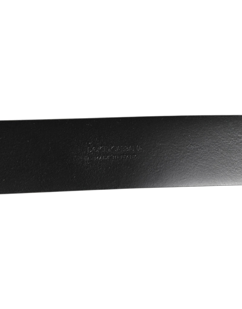 Ceinture Dolce & Gabbana noire en cuir avec anneaux latéraux et boucle en laiton
