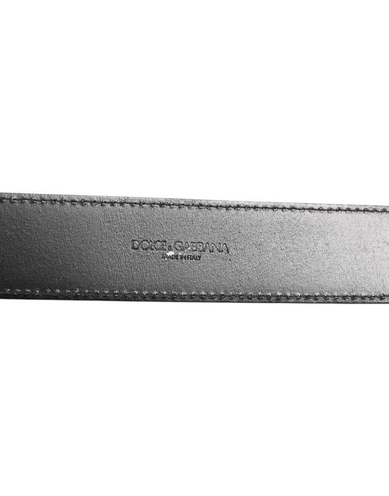 Cinto Dolce & Gabbana preto em couro com fivela clássica de metal com logotipo