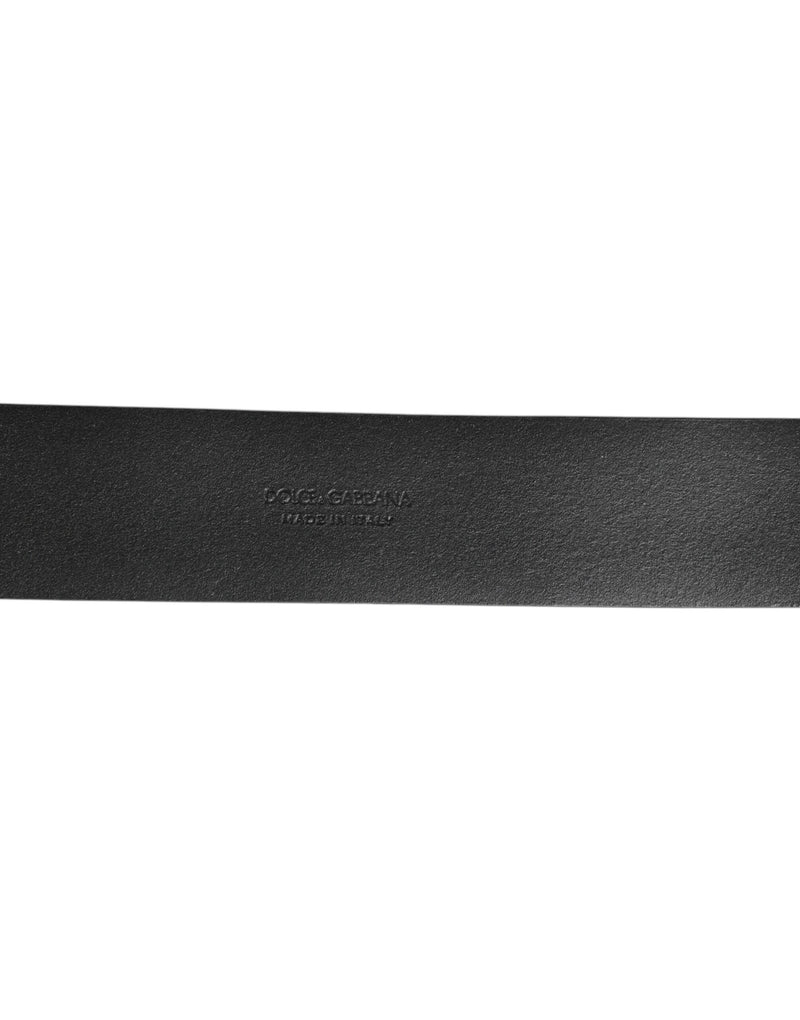 Cintura in pelle nera Dolce & Gabbana con anelli laterali e fibbia in ottone