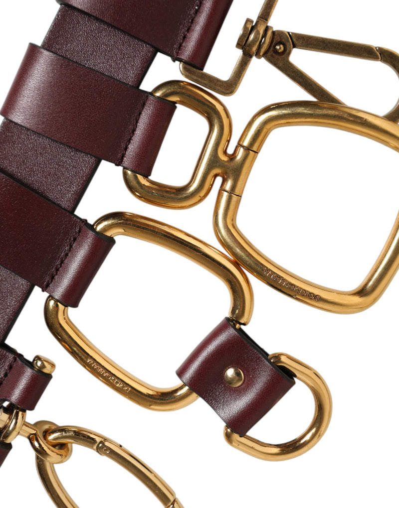 Ceinture Dolce & Gabbana marron avec boucle à attaches pour porte-clés