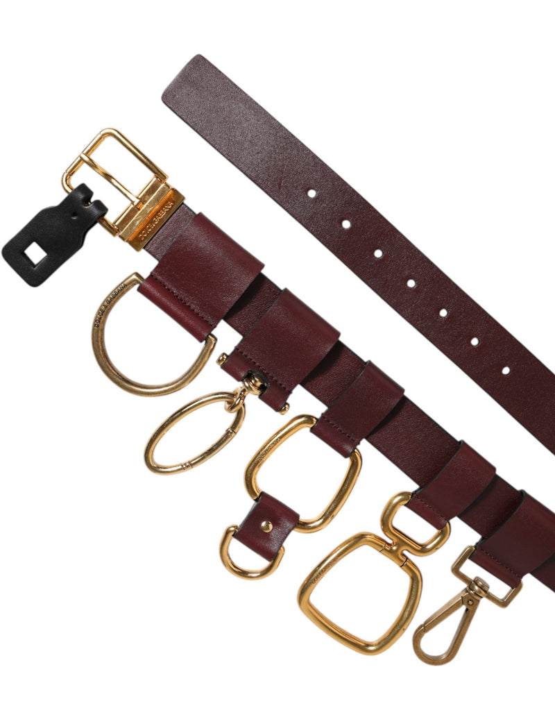Ceinture Dolce & Gabbana marron avec boucle à attaches pour porte-clés