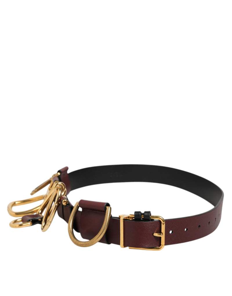 Ceinture Dolce & Gabbana marron avec boucle à attaches pour porte-clés