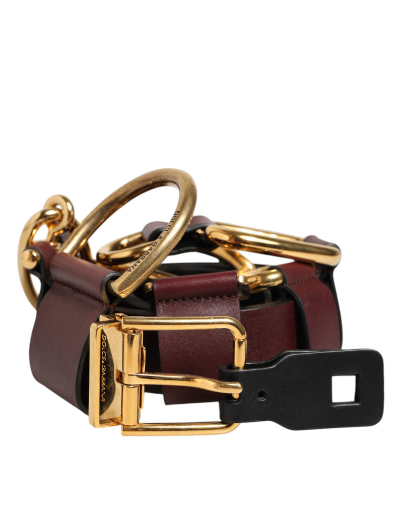 Ceinture Dolce & Gabbana marron avec boucle à attaches pour porte-clés