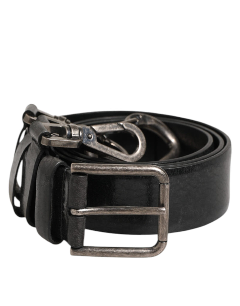 Cinto Dolce & Gabbana preto com argola para chave, presilhas e fivela