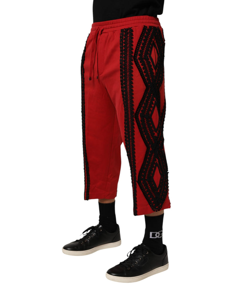 Pantalón corto informal rojo con bordado de Dolce & Gabbana