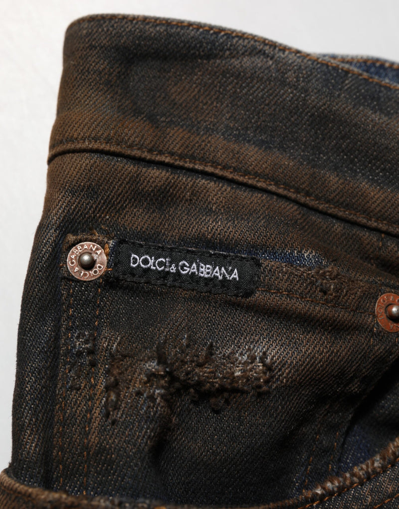Jean skinny délavé Dolce & Gabbana pour homme en coton noir