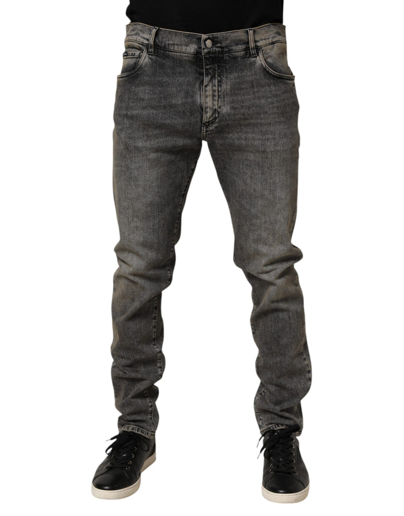 Jeans Dolce & Gabbana da uomo in cotone elasticizzato grigio, slim fit