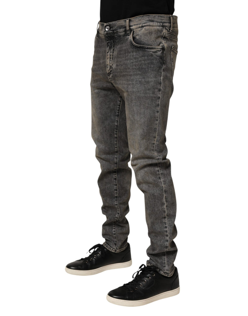 Jeans Dolce & Gabbana da uomo in cotone elasticizzato grigio, slim fit