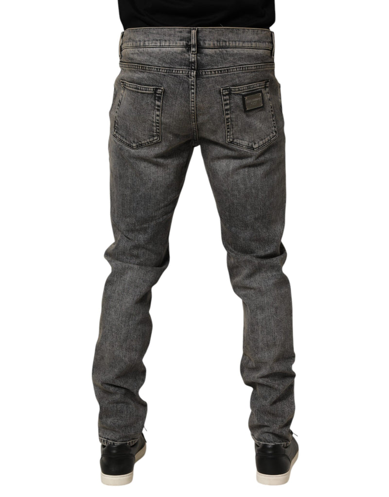 Jeans Dolce & Gabbana da uomo in cotone elasticizzato grigio, slim fit