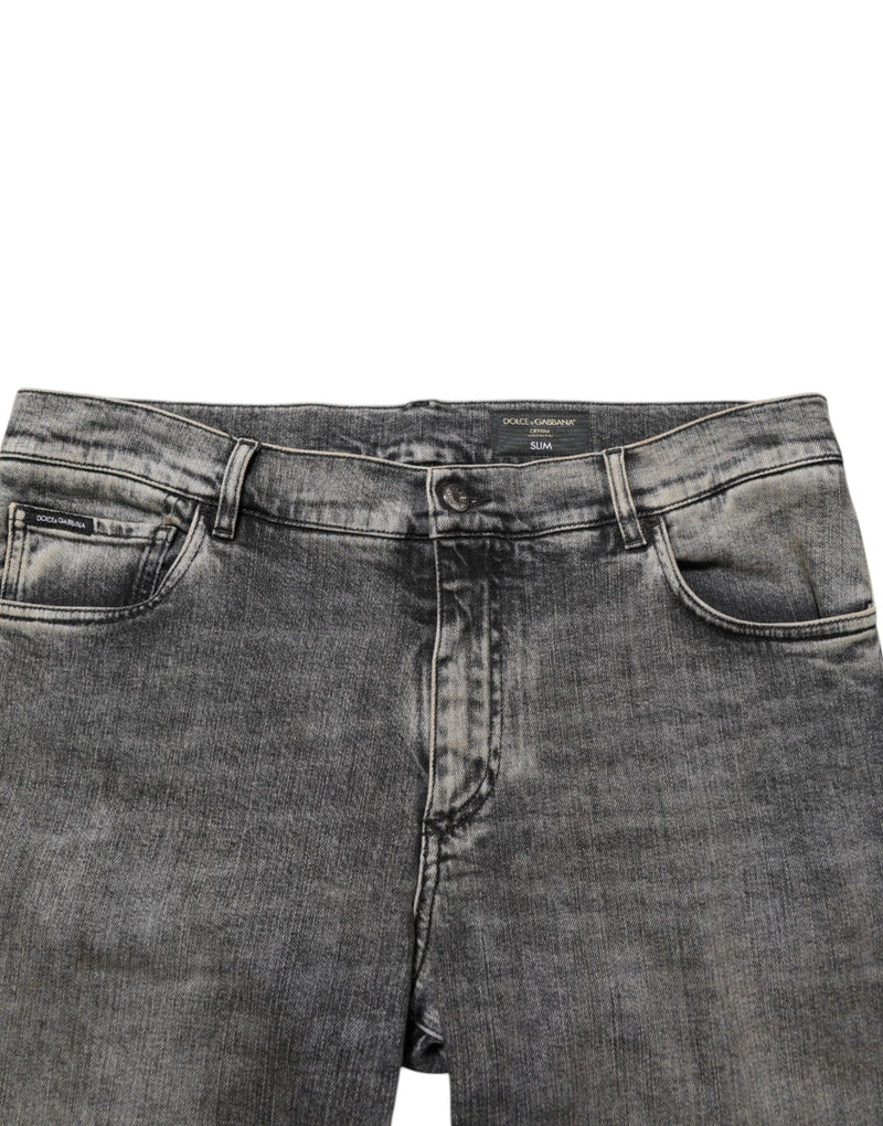 Jeans Dolce & Gabbana da uomo in cotone elasticizzato grigio, slim fit
