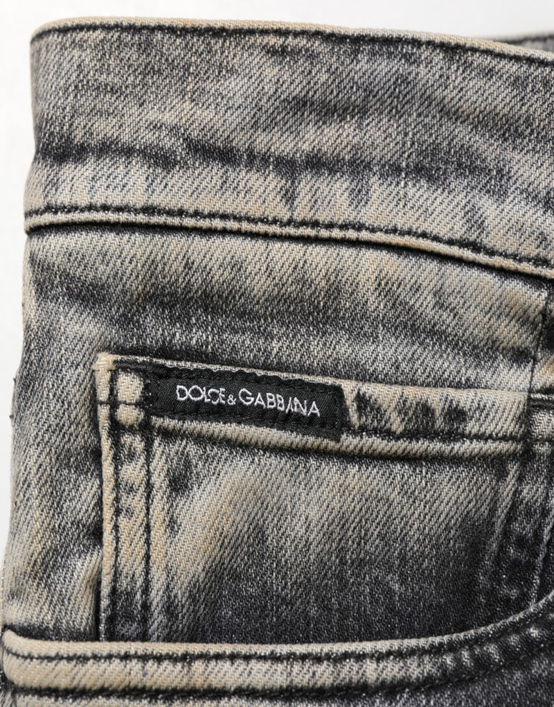 Jeans Dolce & Gabbana da uomo in cotone elasticizzato grigio, slim fit