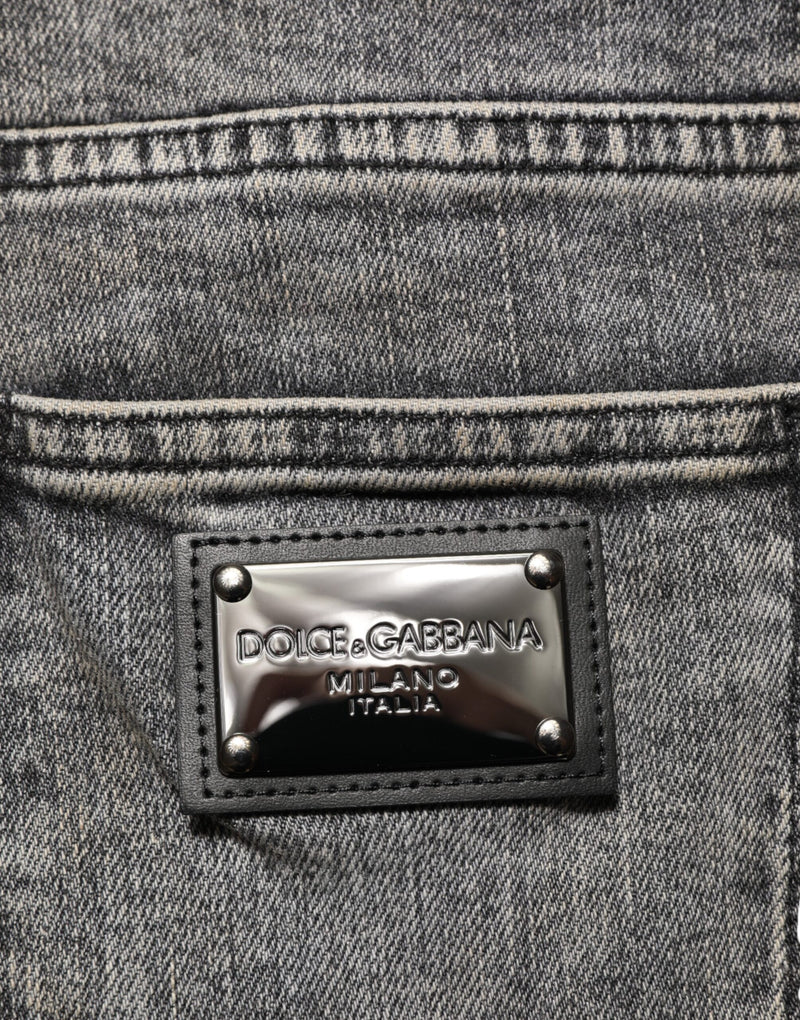 Jeans Dolce & Gabbana da uomo in cotone elasticizzato grigio, slim fit