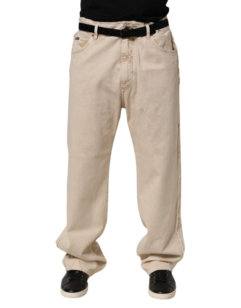 Jeans Dolce & Gabbana in cotone beige dal taglio dritto