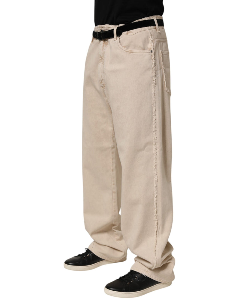 Jeans Dolce & Gabbana in cotone beige dal taglio dritto