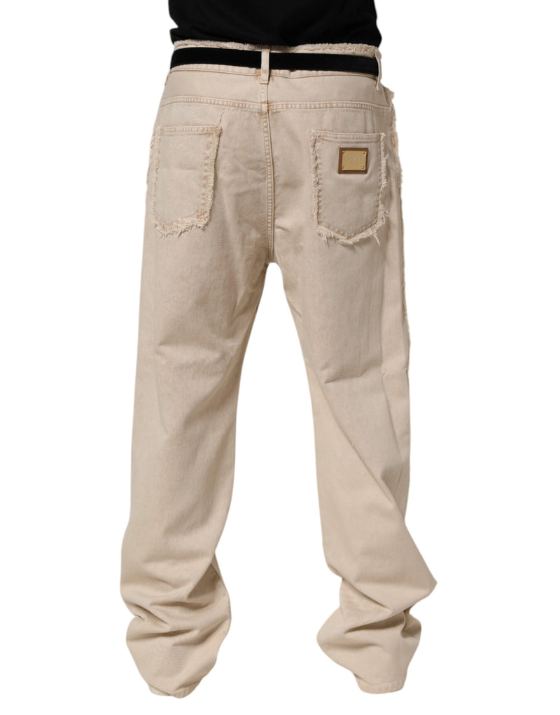 Jeans Dolce & Gabbana in cotone beige dal taglio dritto