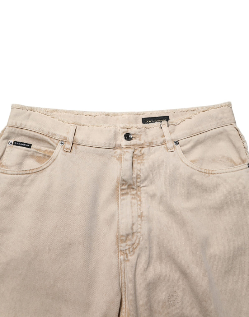 Jeans Dolce & Gabbana in cotone beige dal taglio dritto