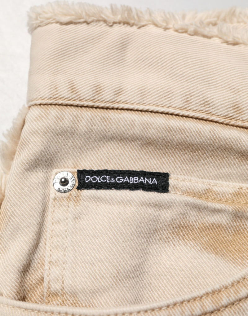 Jeans Dolce & Gabbana in cotone beige dal taglio dritto
