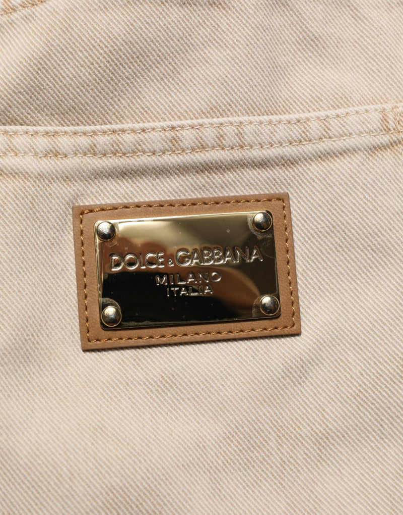 Jeans Dolce & Gabbana in cotone beige dal taglio dritto