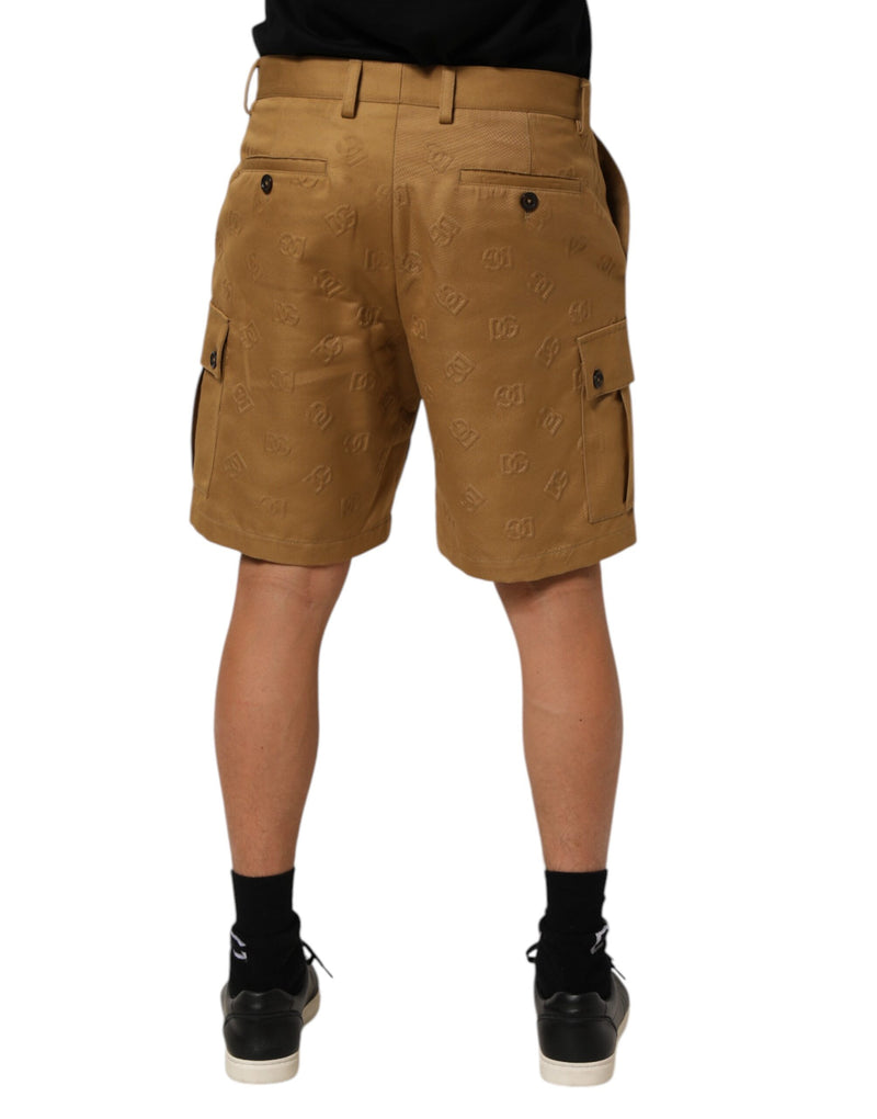 Pantalón corto bermuda cargo marrón de algodón elástico con logotipo de Dolce & Gabbana