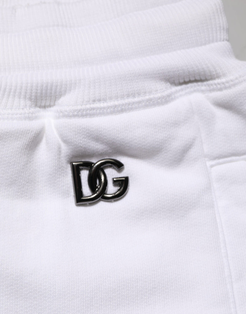 Bermuda sportivi Dolce & Gabbana bianchi in cotone, strappati