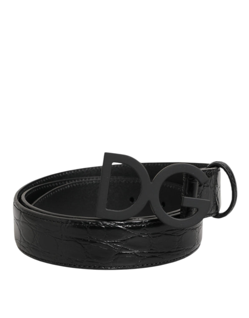 Ceinture Dolce & Gabbana en cuir exotique noir avec boucle métallique à logo