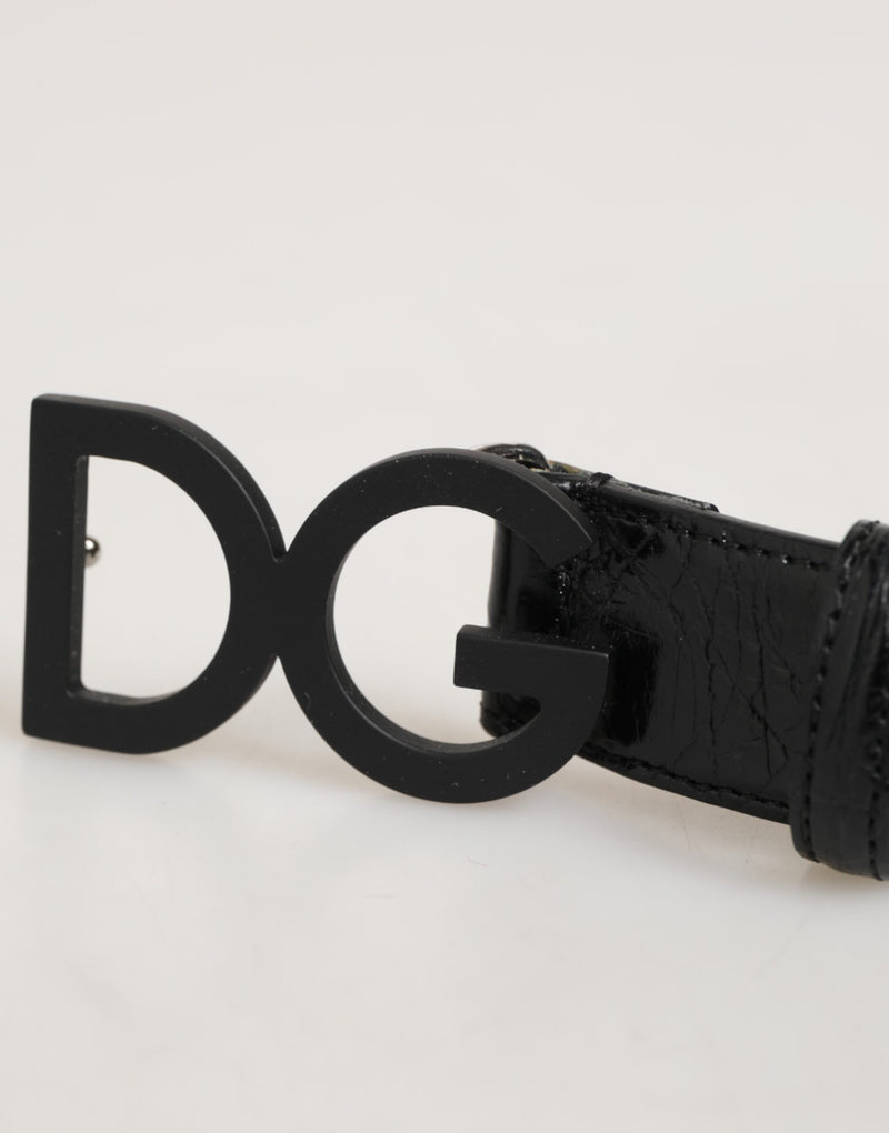 Ceinture Dolce & Gabbana en cuir exotique noir avec boucle métallique à logo