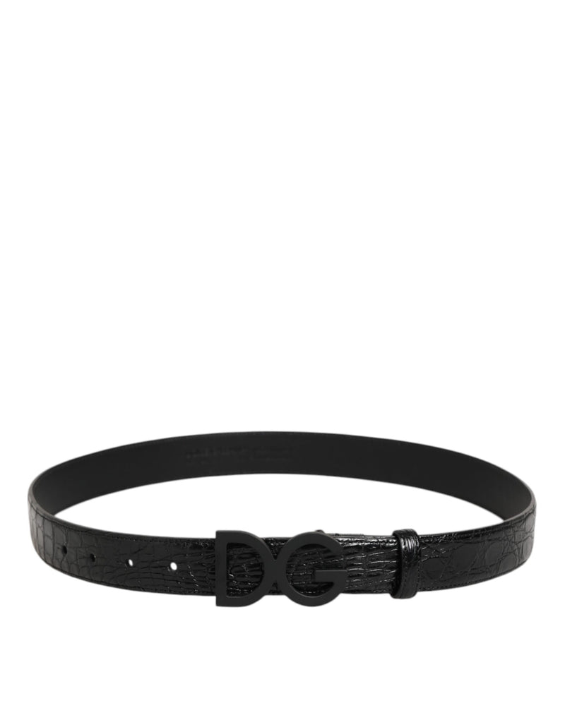 Ceinture Dolce & Gabbana en cuir exotique noir avec boucle métallique à logo