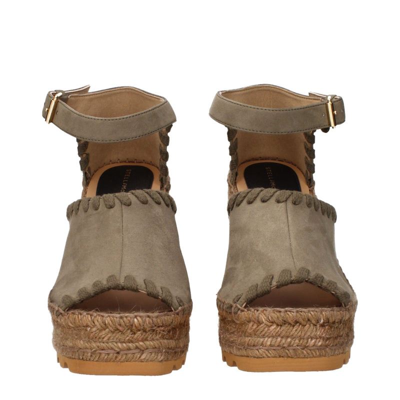 Stella McCartney Green Leather Wedge Sandals