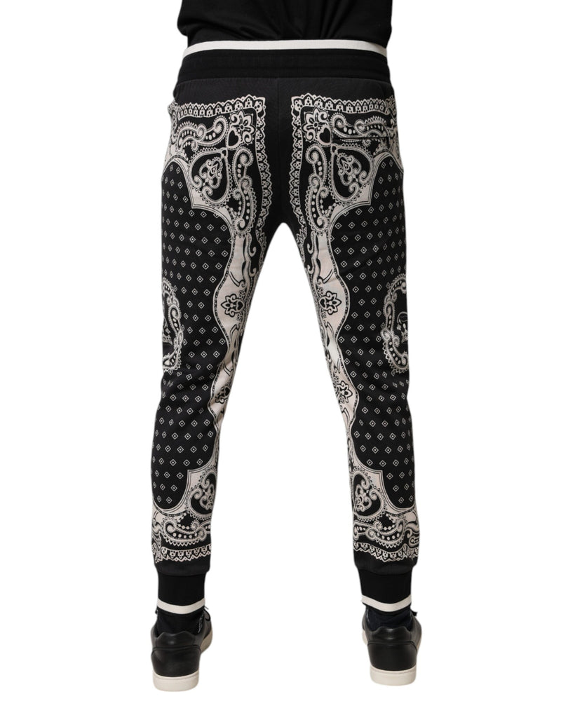 Pantalones deportivos jogger de algodón negros con estampado de bandana de Dolce & Gabbana