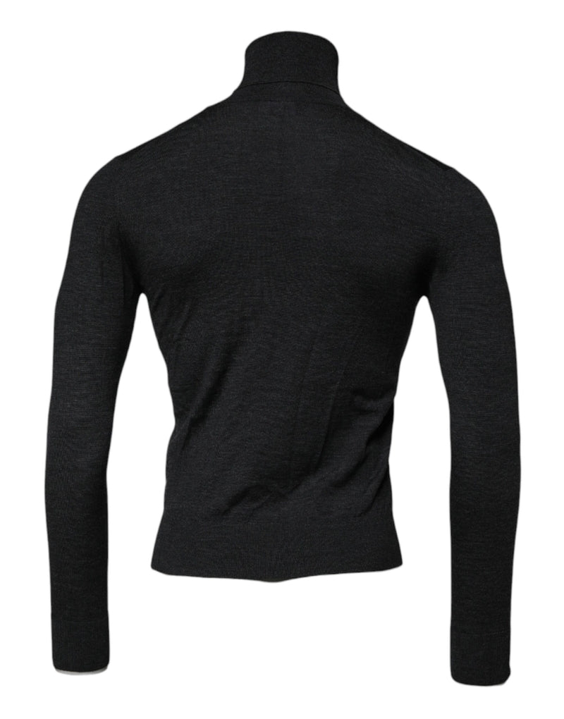 Dolce & Gabbana Black Wool Turtle Neck Men Pullover Sweater