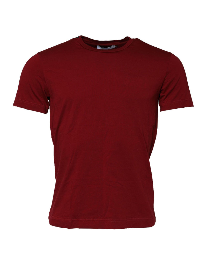 T-shirt a maniche corte in cotone color bordeaux con girocollo Dolce & Gabbana