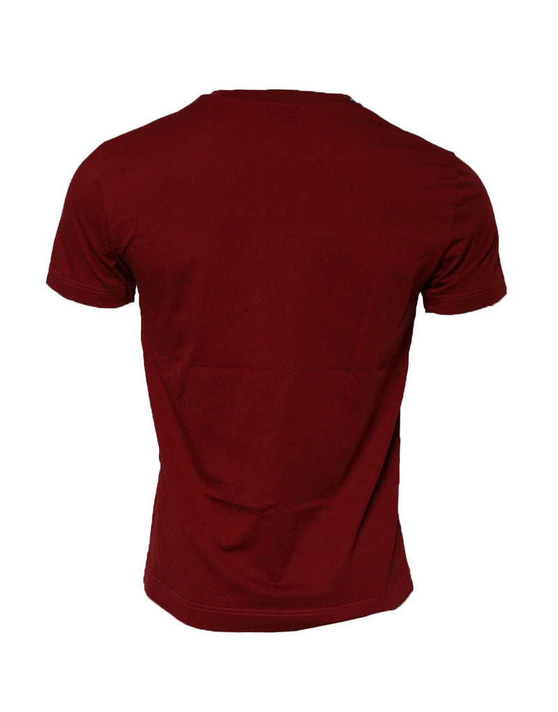 T-shirt a maniche corte in cotone color bordeaux con girocollo Dolce & Gabbana