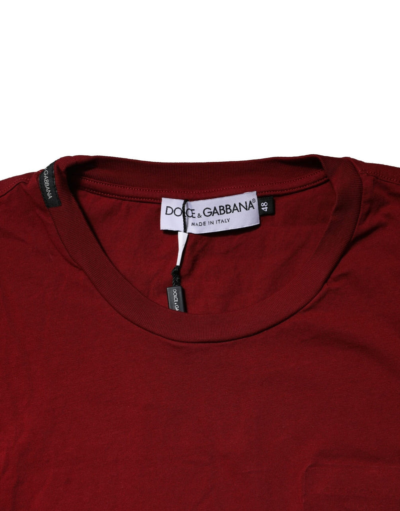 T-shirt a maniche corte in cotone color bordeaux con girocollo Dolce & Gabbana