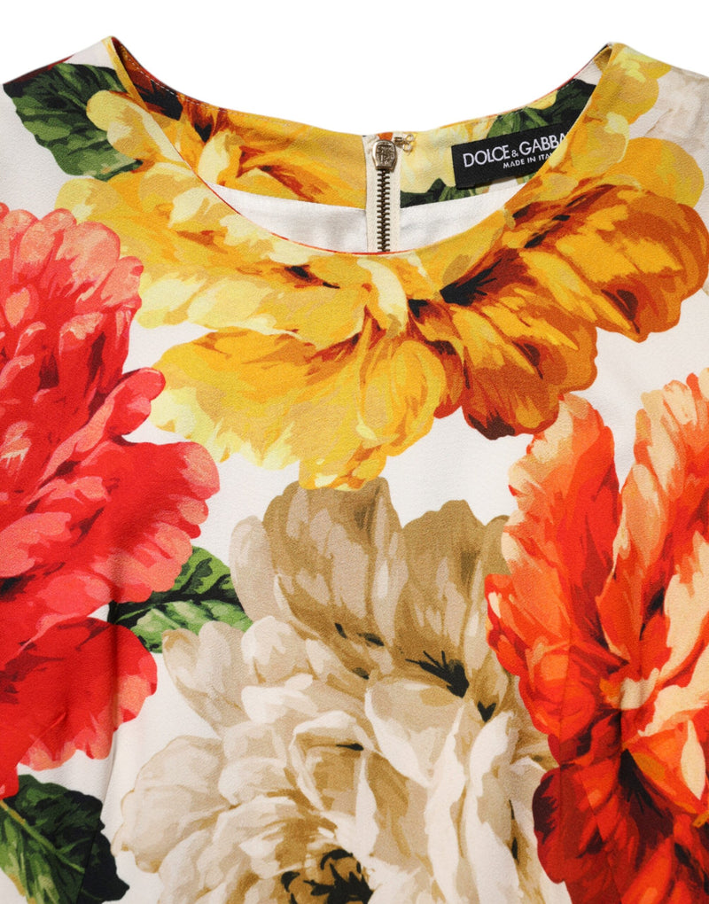 Vestido tubinho de viscose multicolorido com estampa floral Dolce & Gabbana