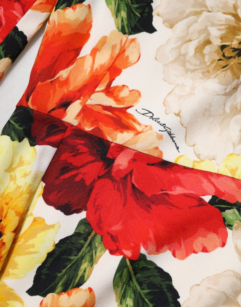 Vestido tubinho de viscose multicolorido com estampa floral Dolce & Gabbana