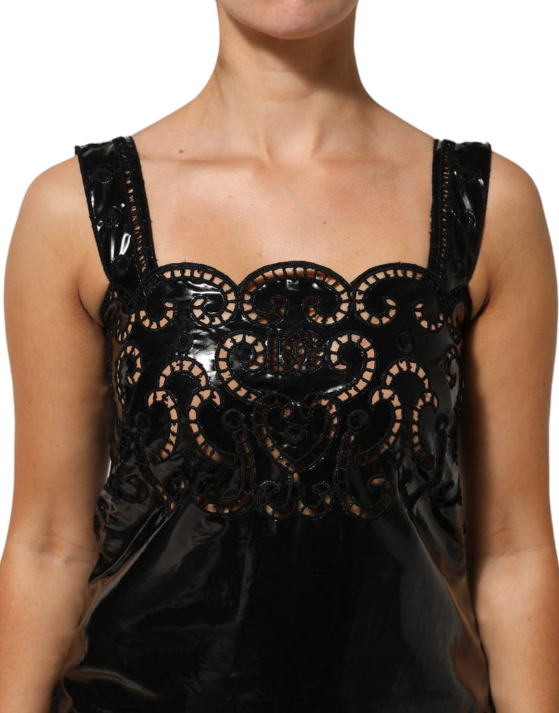 Minivestido de tubo negro de corte A con aberturas de Dolce & Gabbana