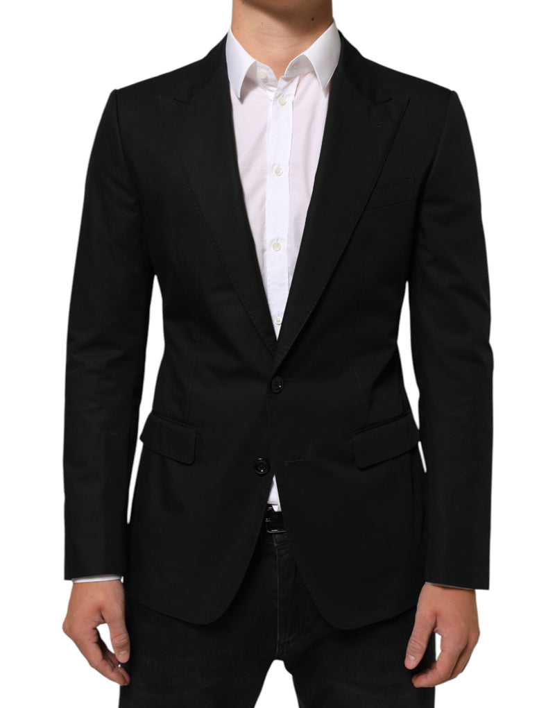 Blazer de traje negro de lana con 2 botones para hombre de Dolce & Gabbana