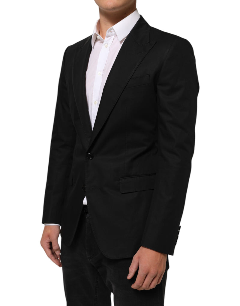 Blazer de traje negro de lana con 2 botones para hombre de Dolce & Gabbana