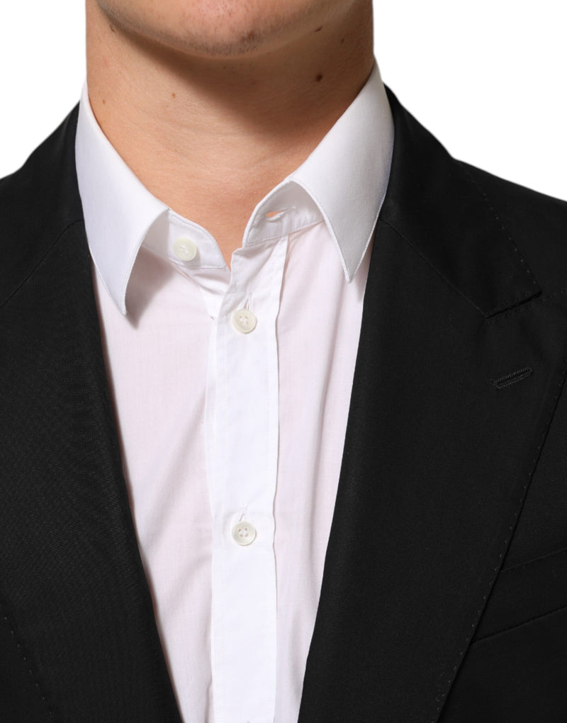 Blazer de traje negro de lana con 2 botones para hombre de Dolce & Gabbana