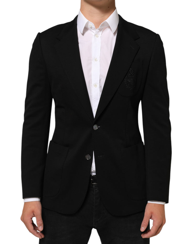 Blazer de traje negro de viscosa con 2 botones de Dolce & Gabbana