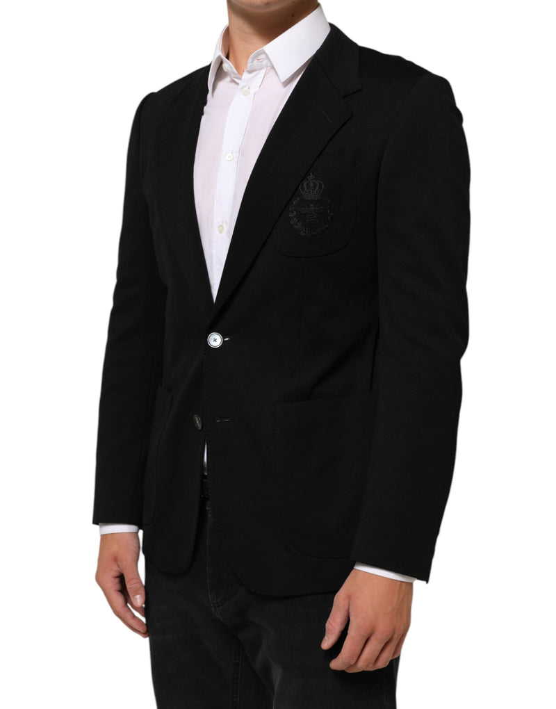 Blazer de traje negro de viscosa con 2 botones de Dolce & Gabbana