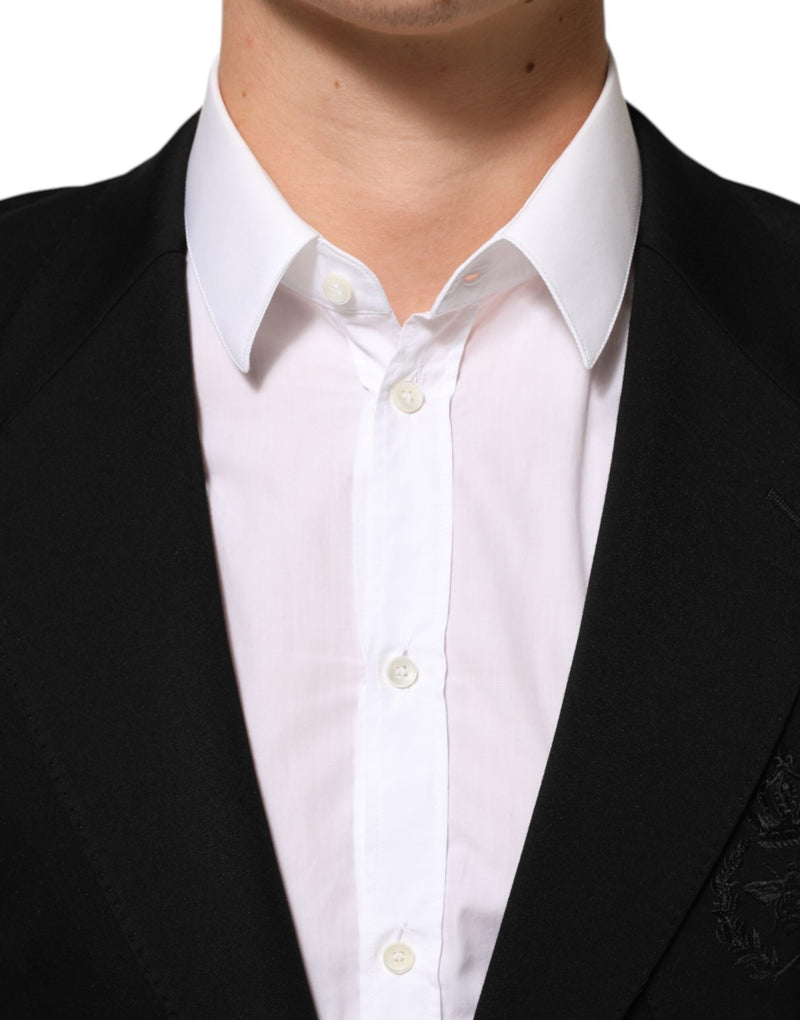 Blazer de traje negro de viscosa con 2 botones de Dolce & Gabbana