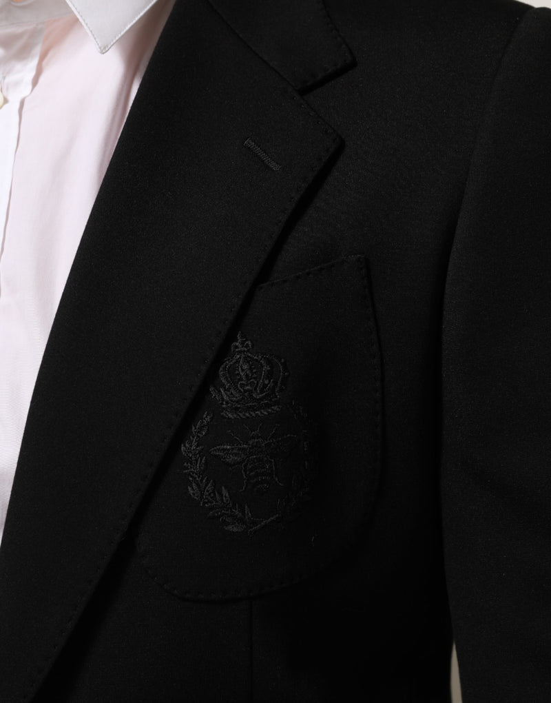 Blazer de traje negro de viscosa con 2 botones de Dolce & Gabbana