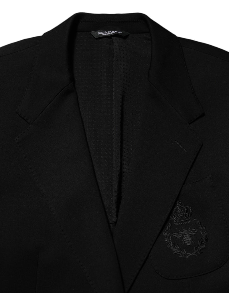 Blazer de traje negro de viscosa con 2 botones de Dolce & Gabbana