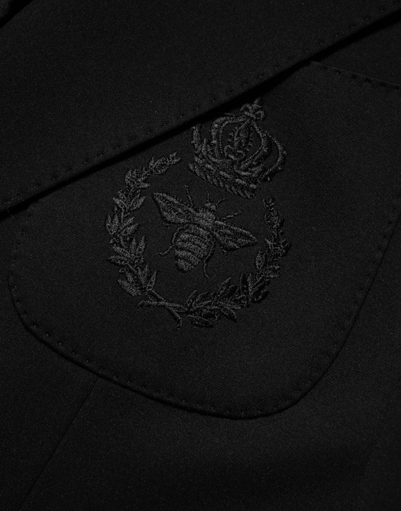 Blazer de traje negro de viscosa con 2 botones de Dolce & Gabbana