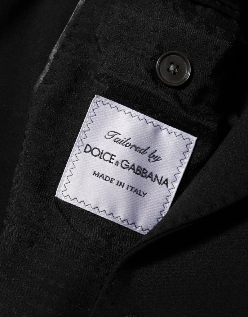 Blazer de traje negro de viscosa con 2 botones de Dolce & Gabbana