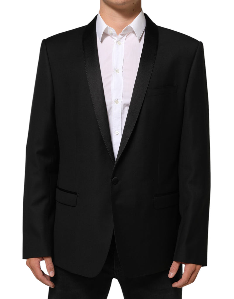 Blazer da uomo in lana nera con 1 bottone dorato Dolce & Gabbana