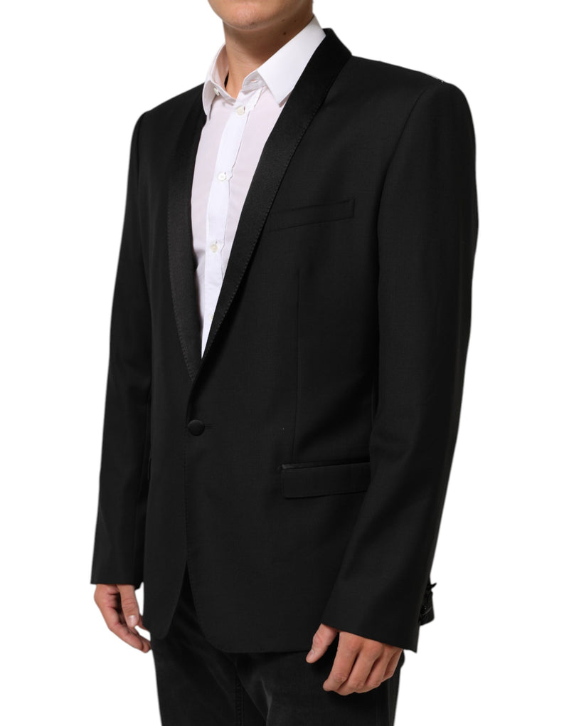 Blazer da uomo in lana nera con 1 bottone dorato Dolce & Gabbana