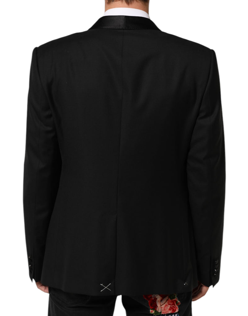 Blazer da uomo in lana nera con 1 bottone dorato Dolce & Gabbana